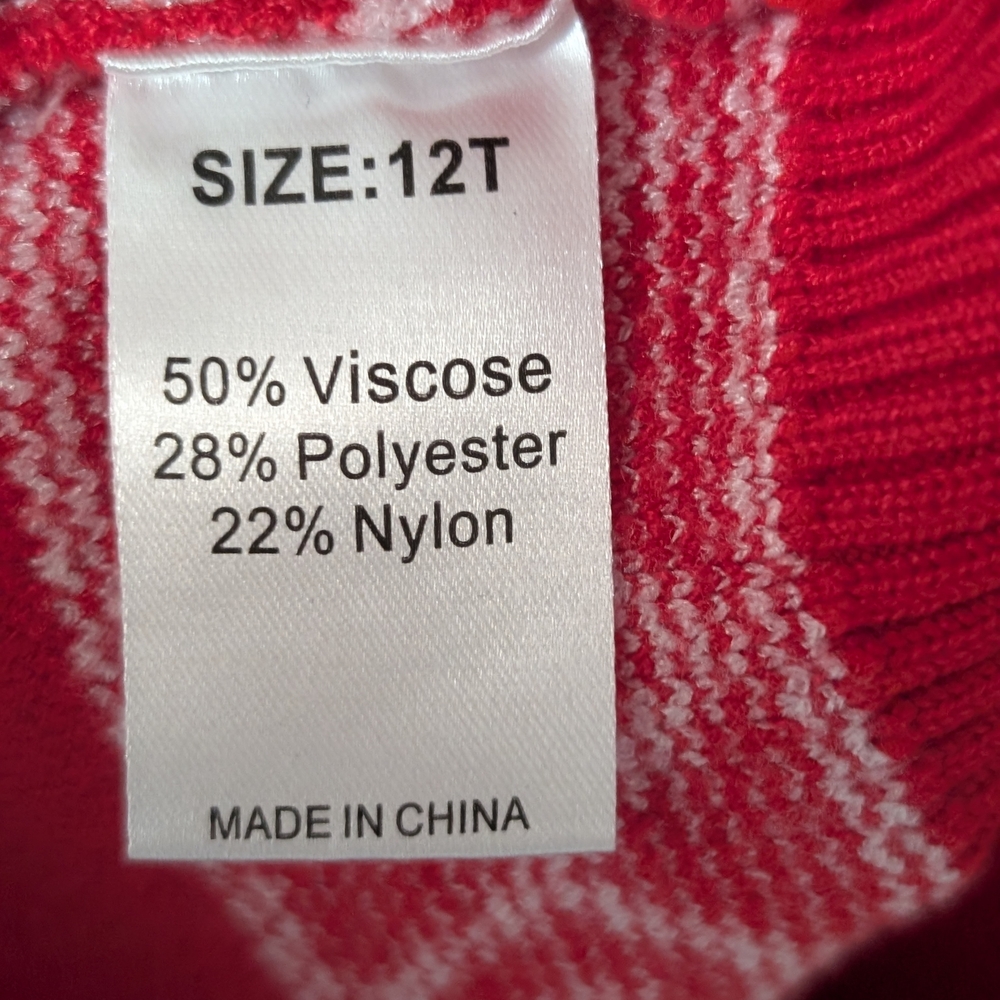 Red and White Reindeer Kid's Sweater Size 12 - Picture 4 of 4